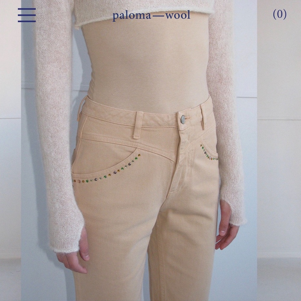 NWT Paloma Wool Brenda Pants straight leg with rhinestone detail